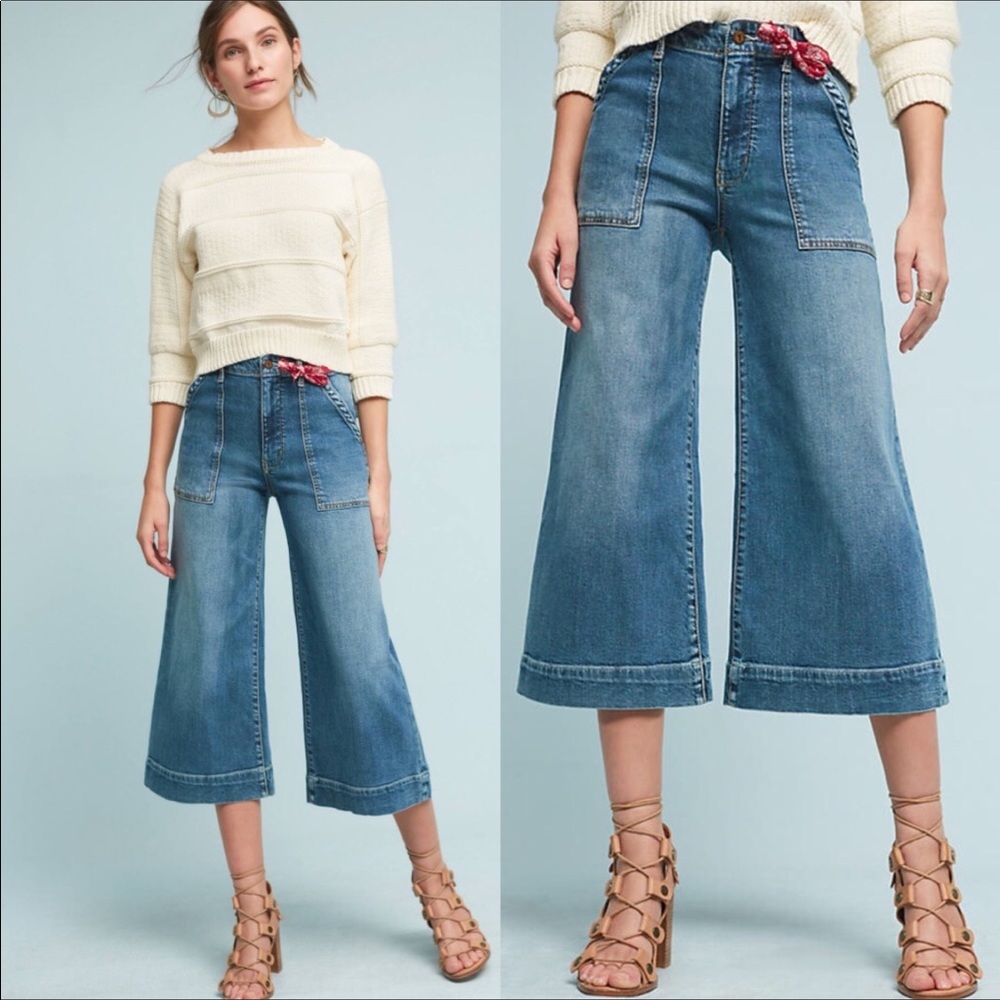 Anthropologie Pilcro High Rise Utility Crop Jeans - Picture 1 of 8